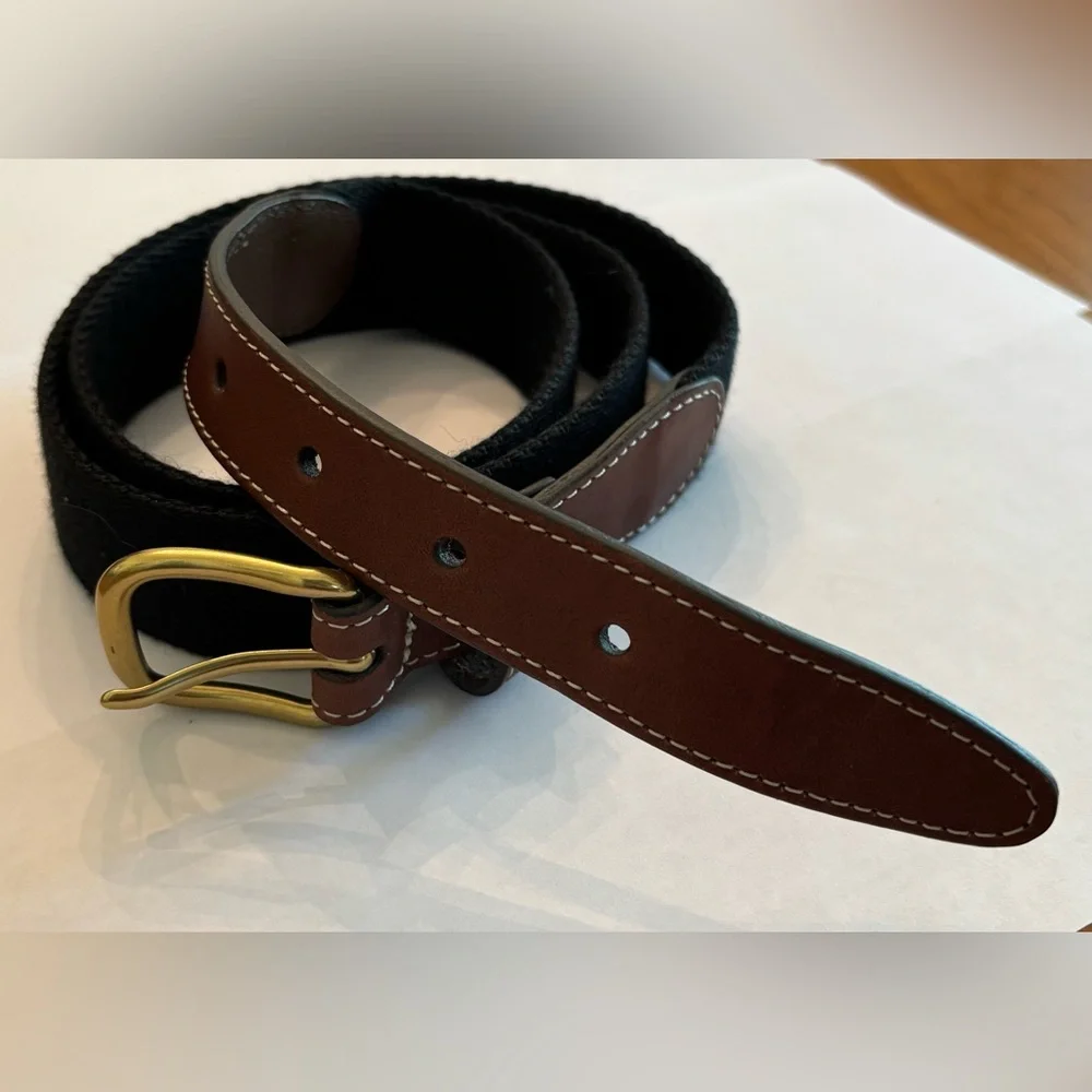 Lands’ End Men’s Black Woven Belt Size 38